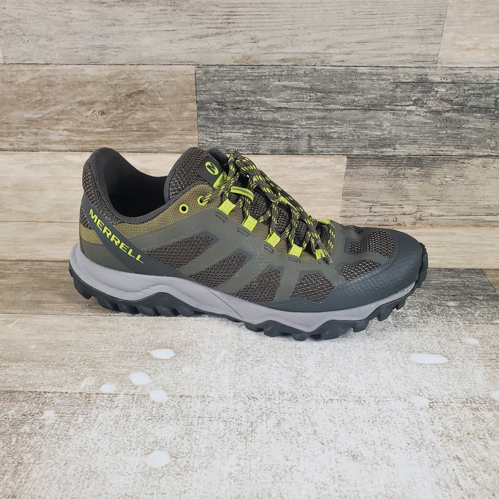 Merrell Fiery Gore Tex Mens Hiking Shoes Sz 9.5 Olive Drab Verde Lace Up Sneaker